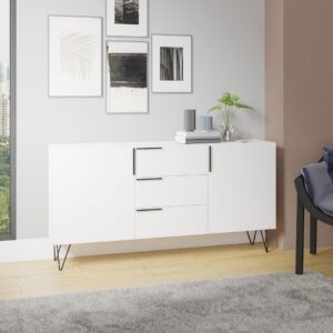 Manhattan Comfort Beekman 62.99 Sideboard with 4 Shelves in White