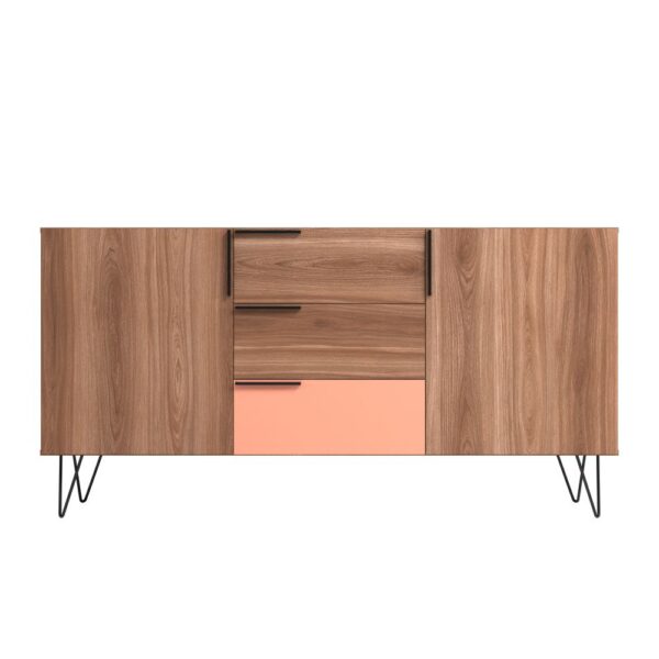 Manhattan Comfort Beekman 62.99 Sideboard with 4 Shelves in Brown and Pink