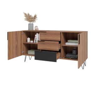 Manhattan Comfort Beekman 62.99 Sideboard with 4 Shelves in Brown and Black