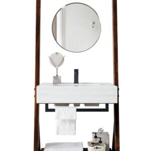 James Martin 410-V30-WLT-AF Lakeside 30 Inch Single Vanity in Mid Century Walnut with Arctic Fall Solid Surface Top