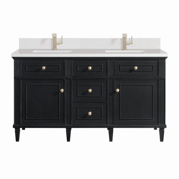 James Martin JM 424-V60D Lorelai 60 Inch Free-Standing Double Sink Bathroom Vanity with 3 CM Top