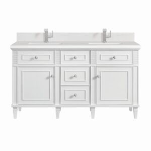 James Martin JM 424-V60D Lorelai 60 Inch Free-Standing Double Sink Bathroom Vanity with 3 CM Top