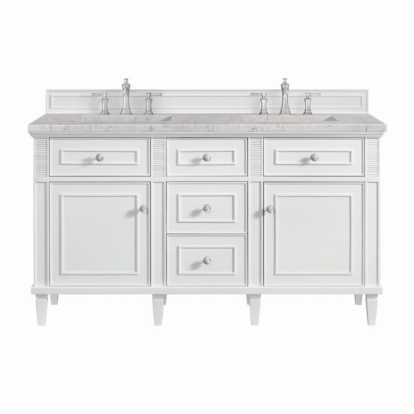 James Martin JM 424-V60D Lorelai 60 Inch Free-Standing Double Sink Bathroom Vanity with 3 CM Top