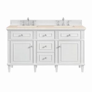 James Martin JM 424-V60D Lorelai 60 Inch Free-Standing Double Sink Bathroom Vanity with 3 CM Top