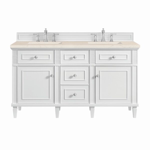 James Martin JM 424-V60D Lorelai 60 Inch Free-Standing Double Sink Bathroom Vanity with 3 CM Top