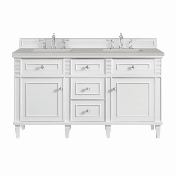 James Martin JM 424-V60D Lorelai 60 Inch Free-Standing Double Sink Bathroom Vanity with 3 CM Top