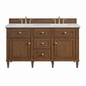 James Martin JM 424-V60D Lorelai 60 Inch Free-Standing Double Sink Bathroom Vanity with 3 CM Top