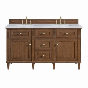 James Martin JM 424-V60D Lorelai 60 Inch Free-Standing Double Sink Bathroom Vanity with 3 CM Top