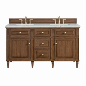 James Martin JM 424-V60D Lorelai 60 Inch Free-Standing Double Sink Bathroom Vanity with 3 CM Top