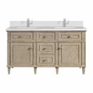 James Martin JM 424-V60D Lorelai 60 Inch Free-Standing Double Sink Bathroom Vanity with 3 CM Top