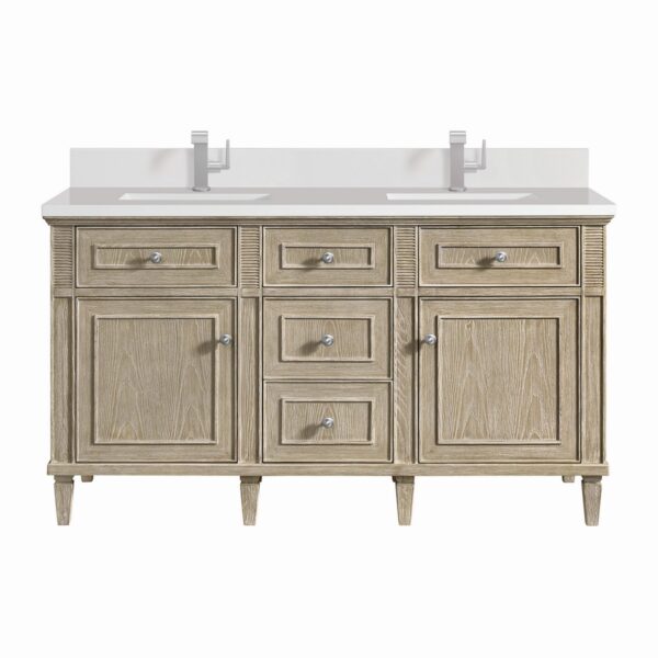 James Martin JM 424-V60D Lorelai 60 Inch Free-Standing Double Sink Bathroom Vanity with 3 CM Top