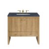 James Martin 435-V36-LNO-3CSP Hudson 36 Inch Light Natural Oak Single Sink Vanity with 3 cm Charcoal Soapstone Top