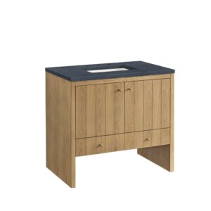 James Martin 435-V36-LNO-3CSP Hudson 36 Inch Light Natural Oak Single Sink Vanity with 3 cm Charcoal Soapstone Top