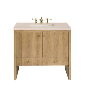 James Martin 435-V36-LNO-3EMR Hudson 36 Inch Light Natural Oak Single Sink Vanity with 3 cm Eternal Marfil Top