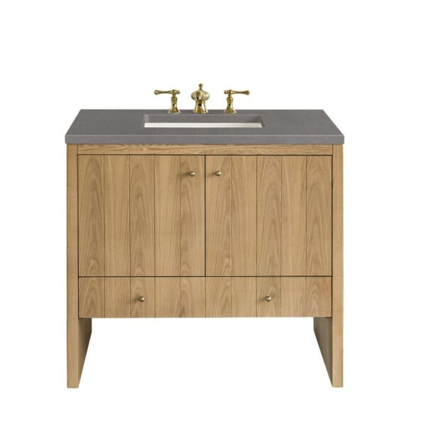 James Martin 435-V36-LNO-3GEX Hudson 36 Inch Light Natural Oak Single Sink Vanity with 3 cm Grey Expo Top