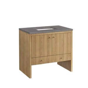 James Martin 435-V36-LNO-3GEX Hudson 36 Inch Light Natural Oak Single Sink Vanity with 3 cm Grey Expo Top