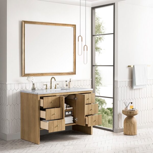 James Martin 435-V48-LNO-3AF Hudson 48 Inch Light Natural Oak Single Sink Vanity with 3 cm Arctic Fall Top