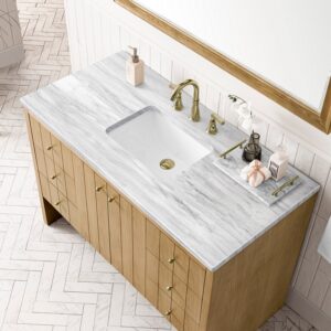 James Martin 435-V48-LNO-3AF Hudson 48 Inch Light Natural Oak Single Sink Vanity with 3 cm Arctic Fall Top