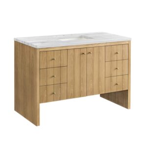 James Martin 435-V48-LNO-3AF Hudson 48 Inch Light Natural Oak Single Sink Vanity with 3 cm Arctic Fall Top