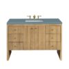 James Martin 435-V48-LNO-3CBL Hudson 48 Inch Light Natural Oak Single Sink Vanity with 3 cm Cala Blue Top