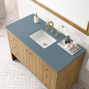 James Martin 435-V48-LNO-3CBL Hudson 48 Inch Light Natural Oak Single Sink Vanity with 3 cm Cala Blue Top