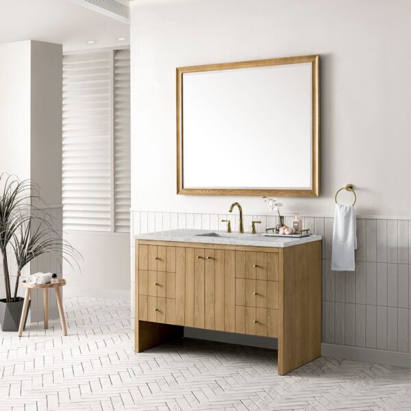 James Martin 435-V48-LNO-3EJP Hudson 48 Inch Light Natural Oak Single Sink Vanity with 3 cm Eternal Jasmine Pearl Top