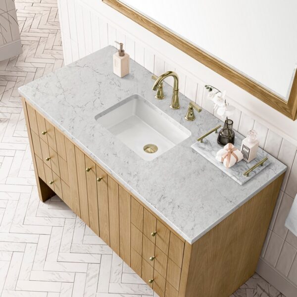 James Martin 435-V48-LNO-3EJP Hudson 48 Inch Light Natural Oak Single Sink Vanity with 3 cm Eternal Jasmine Pearl Top