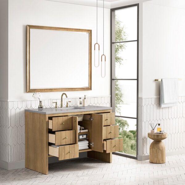 James Martin 435-V48-LNO-3ESR Hudson 48 Inch Light Natural Oak Single Sink Vanity with 3 cm Eternal Serena Top