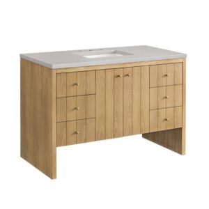 James Martin 435-V48-LNO-3ESR Hudson 48 Inch Light Natural Oak Single Sink Vanity with 3 cm Eternal Serena Top