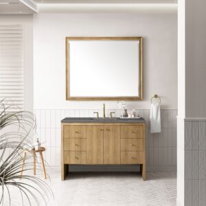 James Martin 435-V48-LNO-3GEX Hudson 48 Inch Light Natural Oak Single Sink Vanity with 3 cm Grey Expo Top