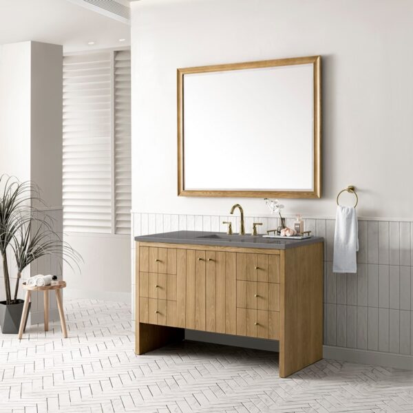 James Martin 435-V48-LNO-3GEX Hudson 48 Inch Light Natural Oak Single Sink Vanity with 3 cm Grey Expo Top