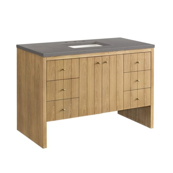 James Martin 435-V48-LNO-3GEX Hudson 48 Inch Light Natural Oak Single Sink Vanity with 3 cm Grey Expo Top