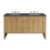 James Martin 435-V60D-LNO-3CSP Hudson 60 Inch Light Natural Oak Double Sink Vanity with 3 cm Charcoal Soapstone Top