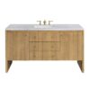 James Martin 435-V60S-LNO-3CAR Hudson 60 Inch Light Natural Oak Single Sink Vanity with 3 cm Carrara Marble Top