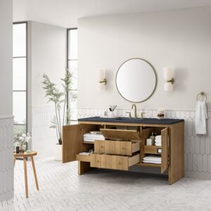 James Martin 435-V60S-LNO-3CSP Hudson 60 Inch Light Natural Oak Single Sink Vanity with 3 cm Charcoal Soapstone Top