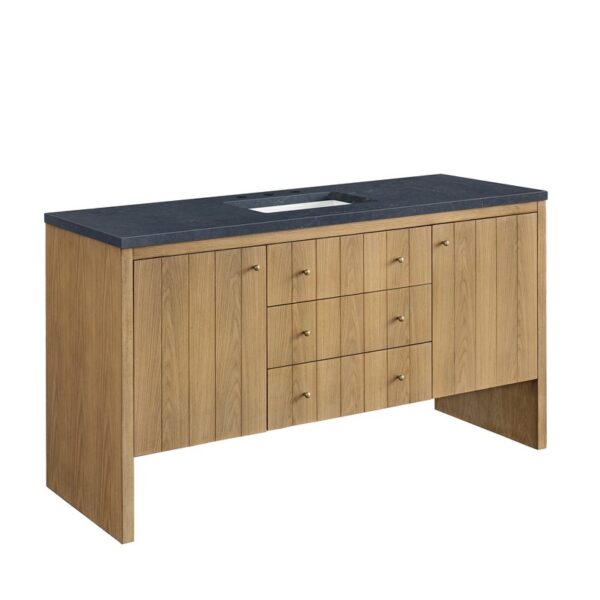 James Martin 435-V60S-LNO-3CSP Hudson 60 Inch Light Natural Oak Single Sink Vanity with 3 cm Charcoal Soapstone Top