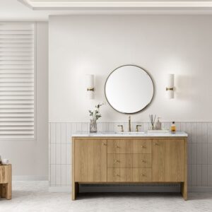 James Martin 435-V60S-LNO-3ENC Hudson 60 Inch Light Natural Oak Single Sink Vanity with 3 cm Ethereal Noctis Top