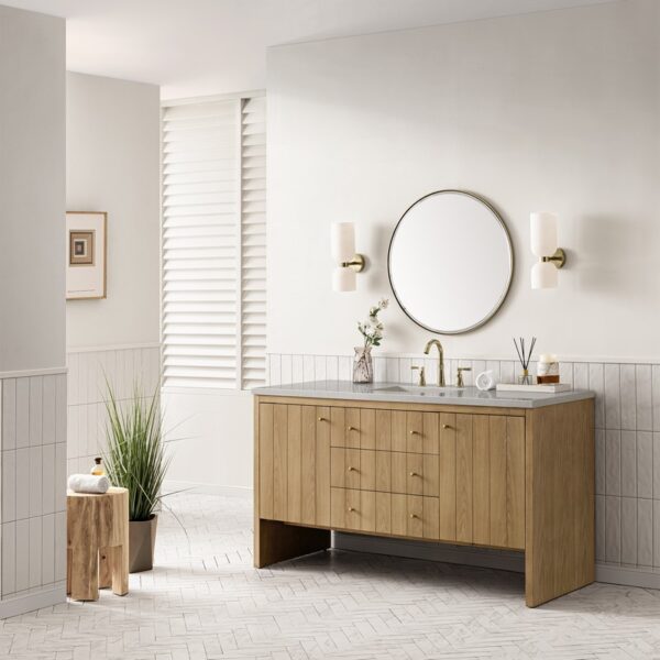 James Martin 435-V60S-LNO-3ESR Hudson 60 Inch Light Natural Oak Single Sink Vanity with 3 cm Eternal Serena Top