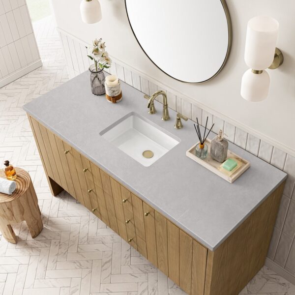 James Martin 435-V60S-LNO-3ESR Hudson 60 Inch Light Natural Oak Single Sink Vanity with 3 cm Eternal Serena Top