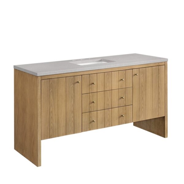 James Martin 435-V60S-LNO-3ESR Hudson 60 Inch Light Natural Oak Single Sink Vanity with 3 cm Eternal Serena Top