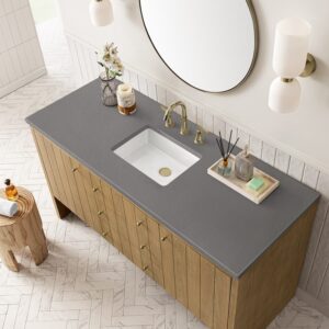 James Martin 435-V60S-LNO-3GEX Hudson 60 Inch Light Natural Oak Single Sink Vanity with 3 cm Grey Expo Top