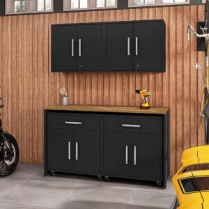 Manhattan Comfort Eiffel 5-Piece Garage Storage Set in Matte Black