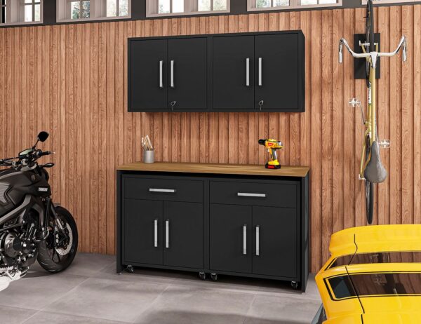 Manhattan Comfort Eiffel 5-Piece Garage Storage Set in Matte Black