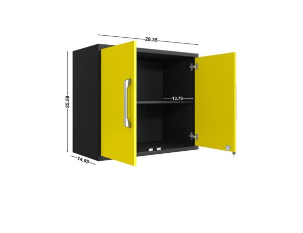 Manhattan Comfort Eiffel 5-Piece Garage Storage Set in Matte Black and Yellow