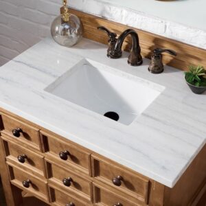 James Martin 500-V36-HON-3AF Malibu 36 Inch Honey Alder Single Vanity with 3 cm Arctic Fall Solid Surface Top