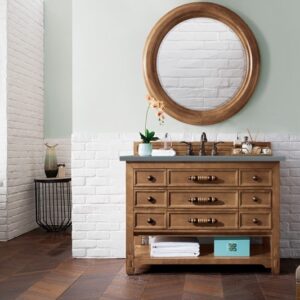 James Martin 500-V48-HON-3CBL Malibu 48 Inch Single Vanity Cabinet with Cala Blue Quartz Top - Honey Alder