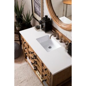 James Martin 500-V48-HON-3WZ Malibu 48 Inch Single Vanity in Honey Alder with 3cm White Zeus Quartz Top