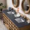 James Martin 500-V72-HON-3CSP Malibu 72 Inch Double Vanity Cabinet in Honey Alder with 3 cm Charcoal Soapstone Quartz Top with Sink