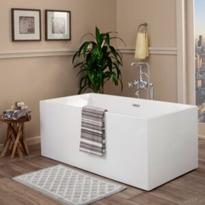 Altair 50759-BAT-WH-F Persephone 59 1/8 x 29 1/2 Inch Freestanding Soaking Acrylic Bathtub