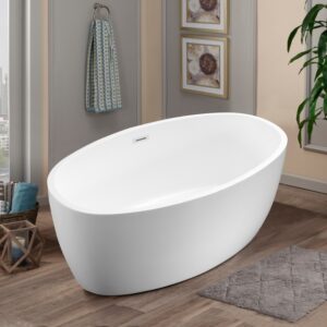 Altair 51055-BAT-WH-F Jolie 55 1/8 x 31 7/8 Inch Freestanding Soaking Acrylic Bathtub